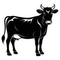 a black cow is standing in front of a white background vector