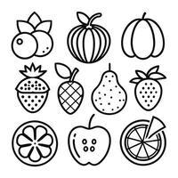 fruit icons set in line style vector