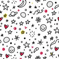 a colorful pattern with stars, hearts and other objects vector