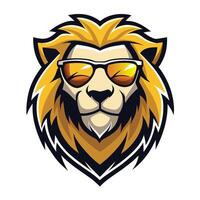 lion head with sunglasses on a white background vector