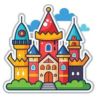 a cartoon castle with a tower and a tower vector