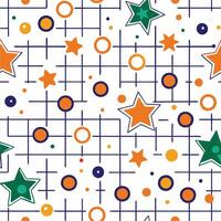 a colorful star and dot pattern with squares and circles vector