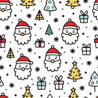seamless pattern with santa claus and christmas trees vector