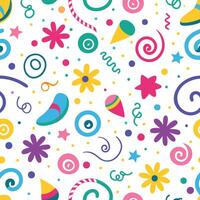 seamless pattern with colorful party items vector
