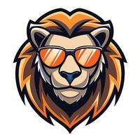 lion head with sunglasses on a white background vector