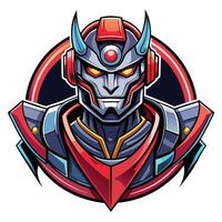 a robot character with red eyes and horns vector
