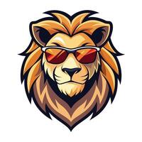 lion head with sunglasses on a white background vector