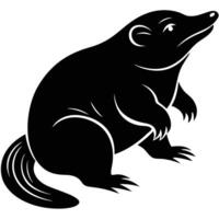 an image of a black and white rat vector