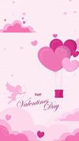 Animated Valentines Day Sky Balloons Vertical Background C video