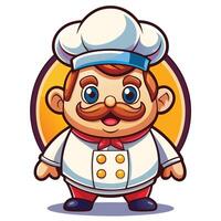 cartoon chef with mustache and mustache vector