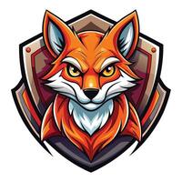 a red fox head on a shield vector