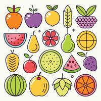 fruit icons set in line style vector