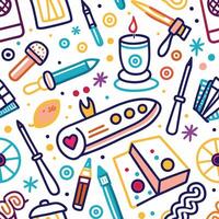 art and craft seamless pattern with various objects vector