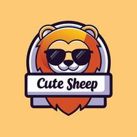 a lion wearing sunglasses and a badge with the word cute sheep vector