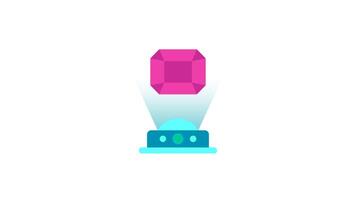 Animation of Diamond in Hologram. Suitable for presentation or luxury content. 2d animation 4k. Transparent Background video