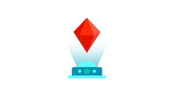 Animation of Diamond in Hologram. Suitable for presentation or luxury content. 2d animation 4k. Transparent Background video