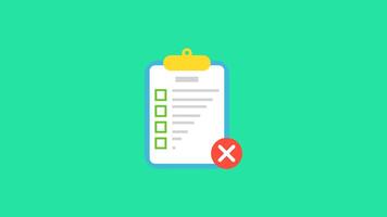 Rejection document report. Suitable for business, finance, and office content. 2d animation 4k. transparent background video