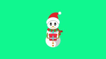 Christmas Snowman With Gift Animation. Suitable for christmas and new year content. 2d animation 4k. transparent background video