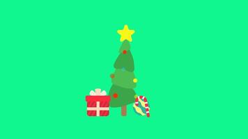 Christmas Tree Animation. Suitable for Christmas and New Year Content. 2d animation 4k. Green Background. video