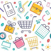 shopping seamless pattern with colorful icons vector