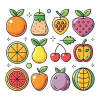 fruit icons set with different fruits vector