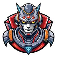 a robot head with red eyes and a helmet vector