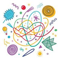 colorful abstract design with various shapes and lines vector