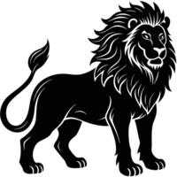 a black and white lion on a white background vector