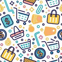 shopping seamless pattern with colorful icons vector