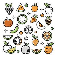 fruit icons set in line style vector
