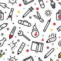 a seamless pattern with various objects and tools vector