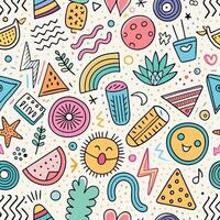 seamless pattern with colorful objects and shapes vector