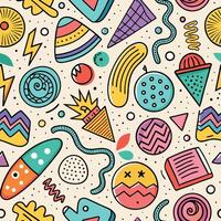 seamless pattern with colorful objects and symbols vector