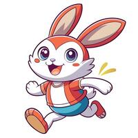 a cartoon rabbit running with a smile on his face vector