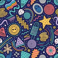 seamless pattern with colorful objects and shapes vector