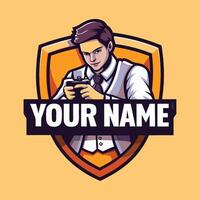 a man in a suit holding a game controller vector