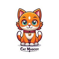 a cartoon cat with green eyes and a collar vector