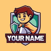 a cartoon character with a shield and sword logo vector