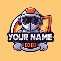 a cartoon character wearing a helmet and holding a shield with vector