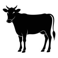 a black cow is standing in front of a white background vector