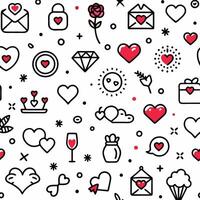 valentine's day seamless pattern with hearts and other symbols vector