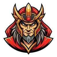 the chinese warrior head with a red beard vector