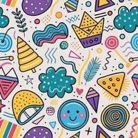 seamless pattern with colorful objects and shapes vector