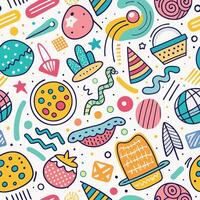 seamless pattern with colorful objects and shapes vector