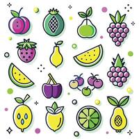 fruit icons set in a line style vector