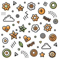 a colorful pattern with various shapes and flowers vector