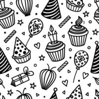 seamless pattern with birthday party items vector