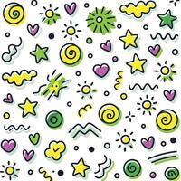 a colorful pattern with stars, hearts and other shapes vector