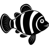 black and white striped fish on a white background vector