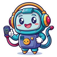 cartoon robot holding a remote control vector